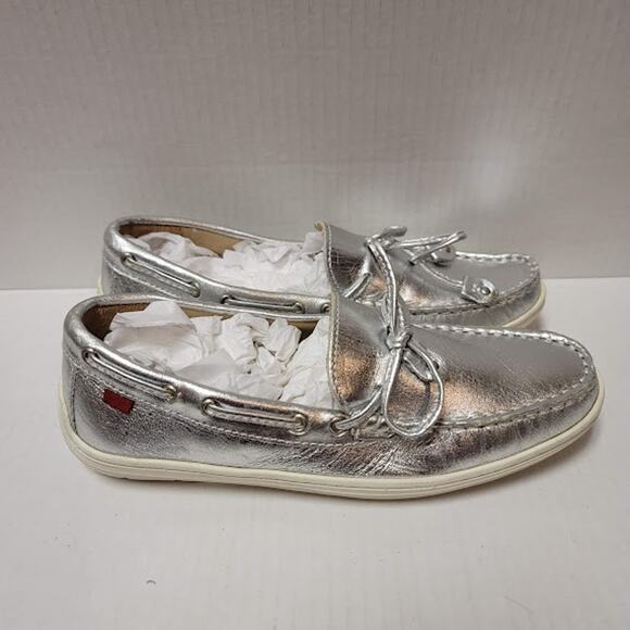 Marc Joseph Silver Size 4.5 Boat Driving Shoes Womens Casual Youth/Girls/Women - Picture 2 of 4